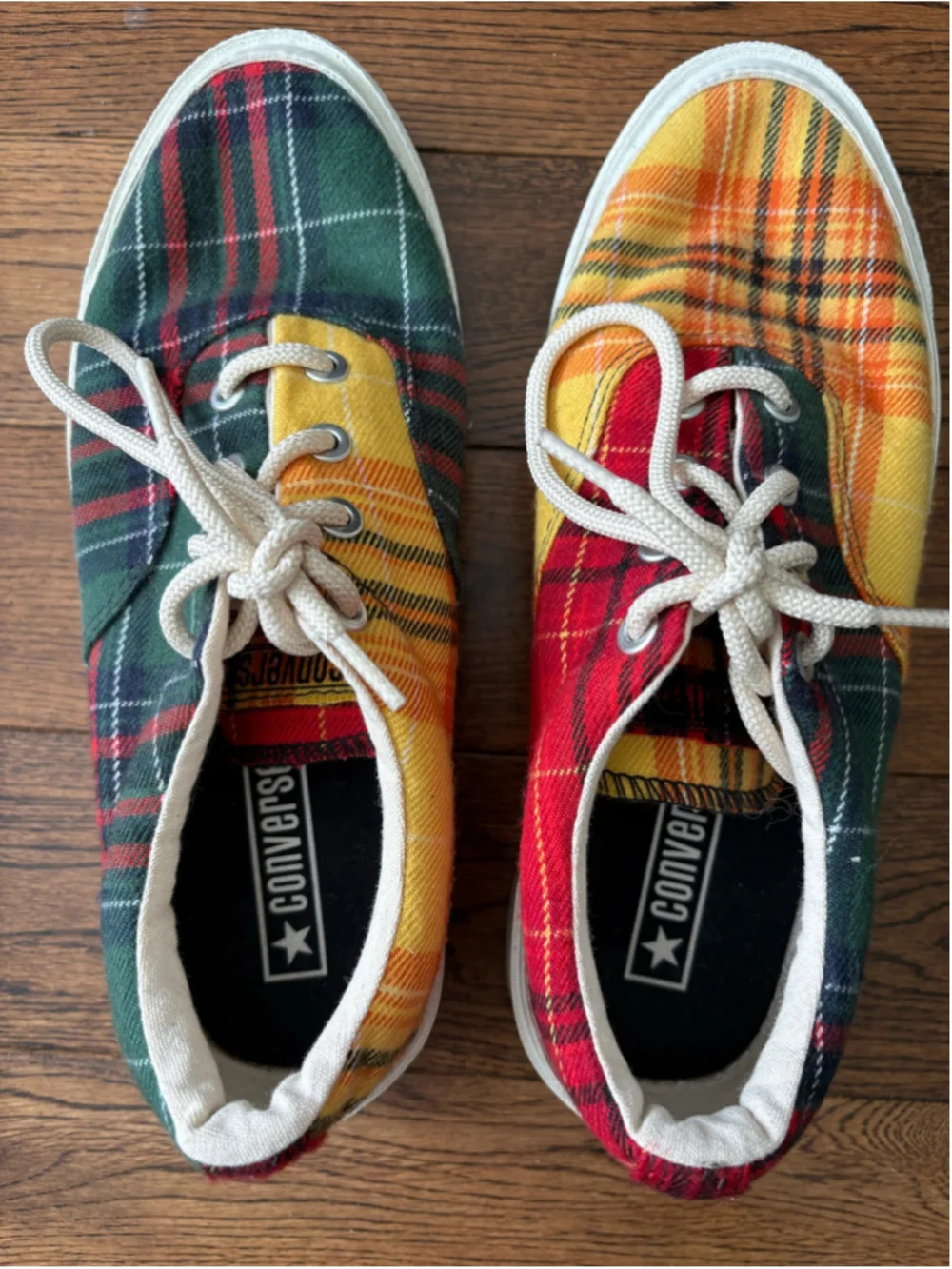 Converse Plaid Sneakers, Multi-color Red Green Yellow Unisex M 5/ W 6.5